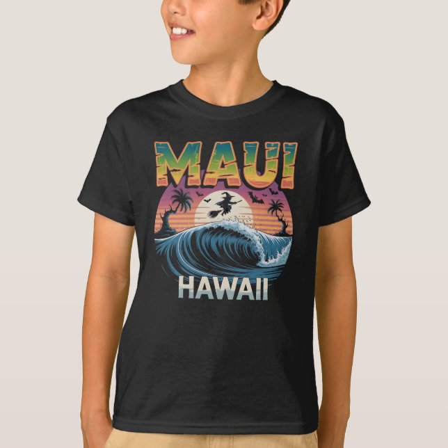 Camiseta Bruja de surf en Broom Maui Hawaii Halloween (Anverso)
