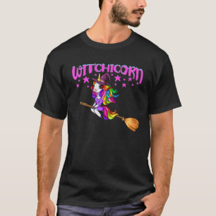 Camiseta Bruja De Unicornio En Halloween De Mujeres Gracios