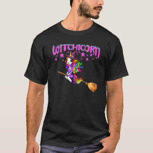 Camiseta Bruja De Unicornio En Halloween De Mujeres Gracios