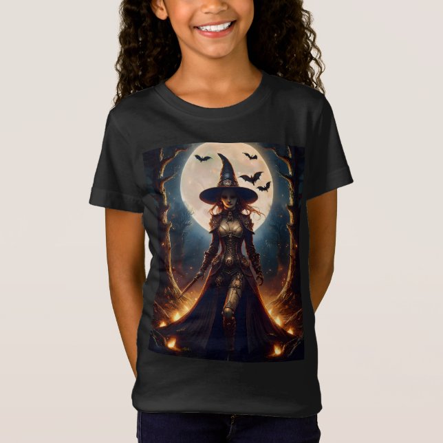 Camiseta Bruja del bosque steampunk de Halloween (Anverso)