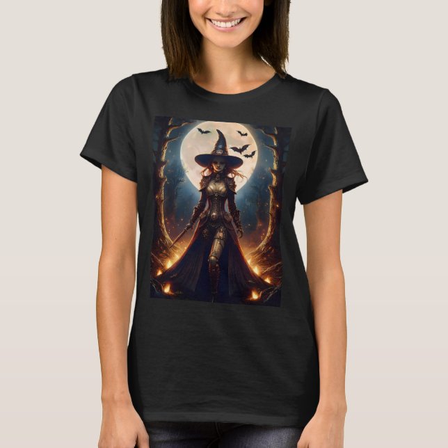 Camiseta Bruja del bosque steampunk de Halloween (Anverso)