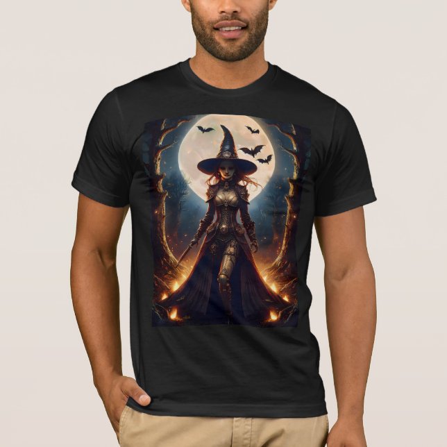 Camiseta Bruja del bosque steampunk de Halloween (Anverso)