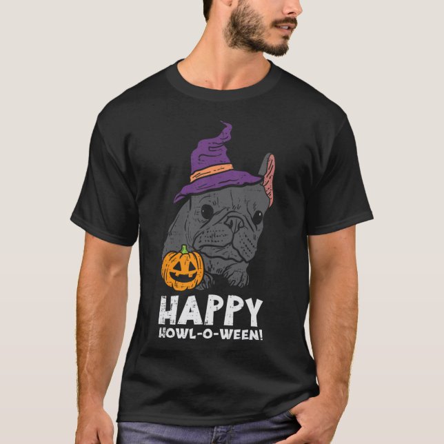 Camiseta Bruja del bulldog Feliz Hurón O Ween Fun Perro de  (Anverso)
