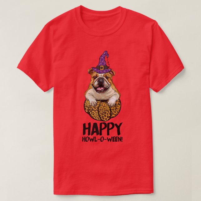 Camiseta Bruja del Bulldog francés Feliz Howl O Ween Hallow (Diseño del anverso)