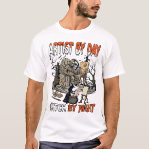 Camiseta Bruja del Día del Artista Noche de Halloween Pinto