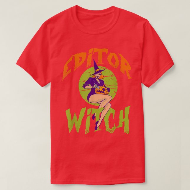 Camiseta Bruja del editor - Divertido editor Halloween (Diseño del anverso)