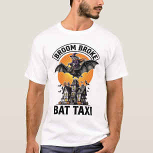 Camiseta Bruja Divertida Calabaza de Halloween Escoba Bat R