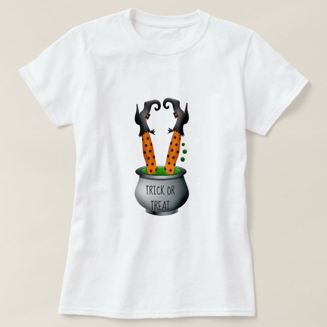 Camiseta Bruja divertida en el tema de Cauldron Halloween (Diseño del anverso)