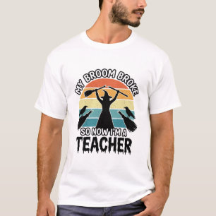 Camiseta Bruja Divertida Profesora Escoba Rota Halloween
