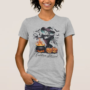 Camiseta Bruja Divertida Vintage Caldera Bendita Halloween