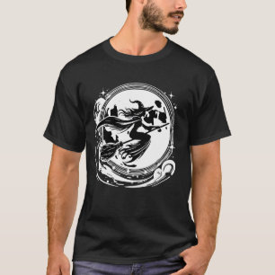 Camiseta Bruja en escoba con luna llena diseño divertido pa