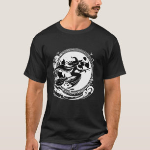 Camiseta Bruja en Escoba con Luna Llena Diseño Divertido pa