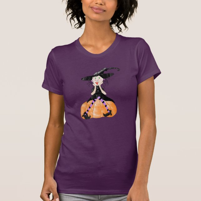 Camiseta Bruja En La Calabaza De Halloween (Anverso)