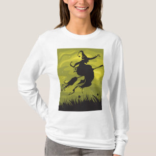 Camiseta Bruja espeluznante de Halloween volando en escoba