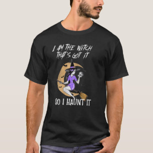 Camiseta bruja espeluznante en la escoba Jóvenes de Hallowe