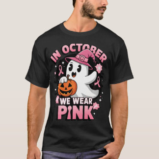 Camiseta Bruja Fantasma En Octubre Usamos Cáncer De Mama Ro