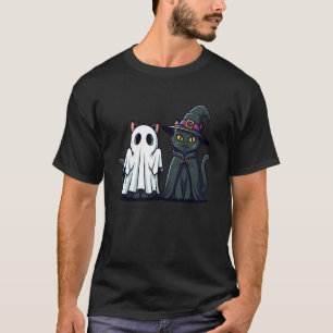Camiseta Bruja Fantasma Gato Negro Disfraz Divertido Hallow