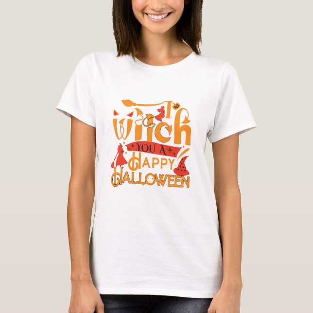 Camiseta Bruja, feliz Halloween (Anverso)