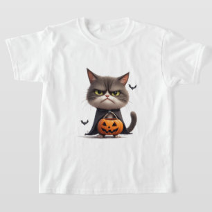 Camiseta Bruja Gata Calabaza Gruñona Tema Halloween 🎃