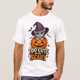 Camiseta Bruja Gata de Halloween Demasiado Linda para ser E