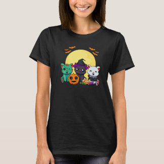 Camiseta Bruja Gata Zombie Vampiro Perezoso Disfraz de Hall