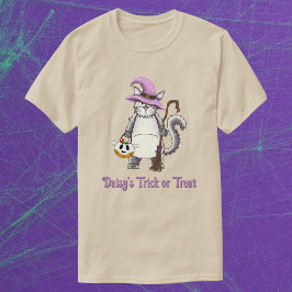Camiseta Bruja Gato Blanco Dulce Caprichoso de Halloween Un