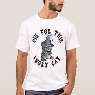 Camiseta Bruja Gato Enojado Halloween Gótico
