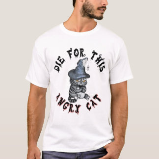 Camiseta Bruja Gato Enojado Halloween Gótico