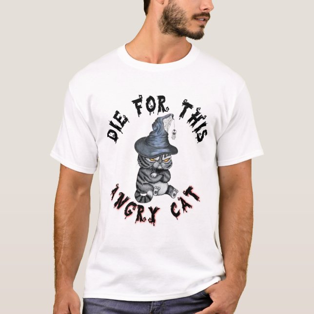 Camiseta Bruja Gato Enojado Halloween Gótico (Anverso)