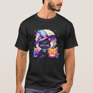 Camiseta Bruja Gato Gatito Bonito Halloween