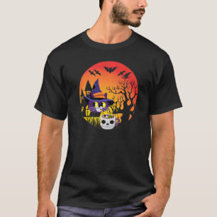Camiseta Bruja Gato Halloween obsesionado Mansión Brujería