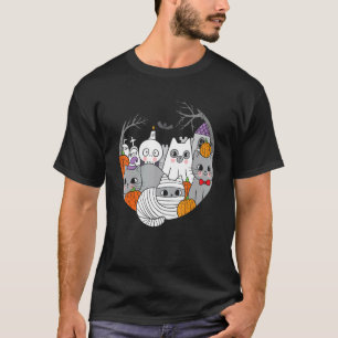 Camiseta Bruja Gato Momia Disfraz Perezoso Halloween Gatito