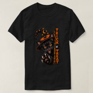 Camiseta Bruja Gato Negro Espeluznante Halloween Truco o Re