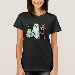 Camiseta Bruja Gato Negro Fantasma Momia de Halloween Vinta