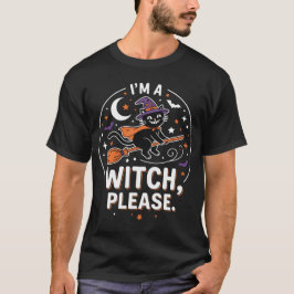 Camiseta Bruja Gato Negro Halloween.