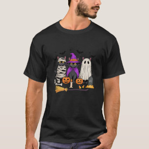 Camiseta Bruja Gato Negro Retro Calabaza de Halloween Espan