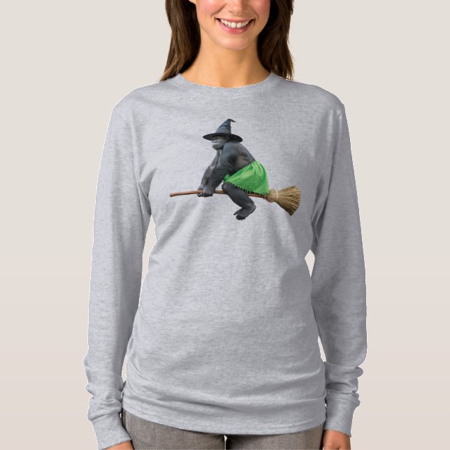 Camiseta Bruja Gorila Divertida  (Anverso)