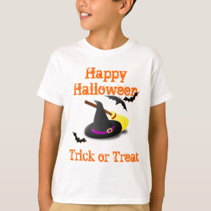 Camiseta bruja gorra y broomstick truco o tratamiento