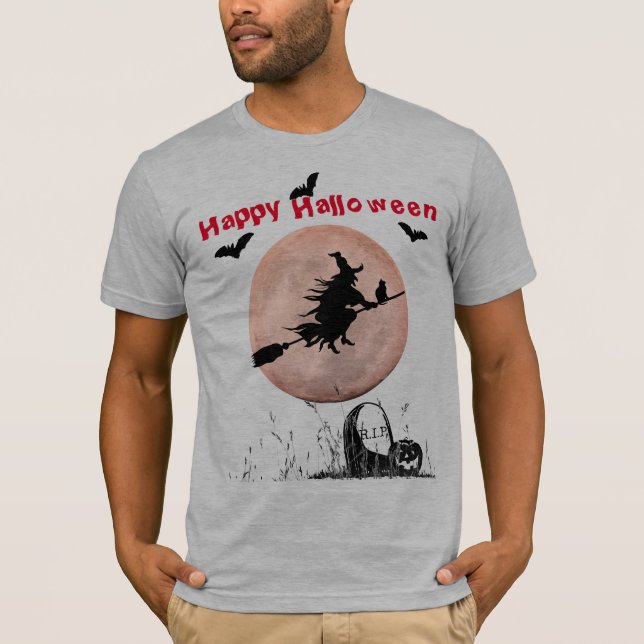 Camiseta Bruja gris de Halloween (Anverso)