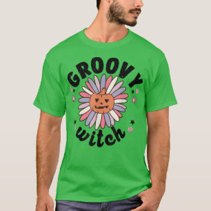 Camiseta Bruja Groovy de los años 80 retro, margarita flora