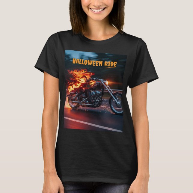 Camiseta Bruja Inflora En La Motocicleta (Anverso)