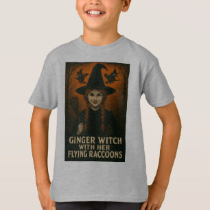 Camiseta Bruja jita con sus mapaches voladores