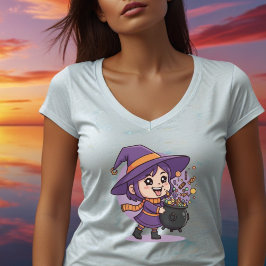 Camiseta Bruja Linda con Dulces - Diseño Lindo de Halloween