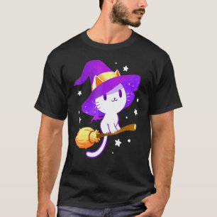 Camiseta Bruja Linda de Halloween Gato Blanco