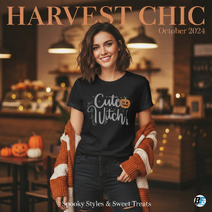 Camiseta Bruja Linda de Negro y Blanco para Mujer en Hallow