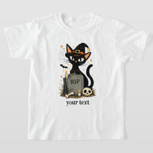 Camiseta Bruja Linda Gato Negro Cementerio Halloween
