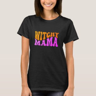 Camiseta Bruja mamá Naranja y rosa, en negro