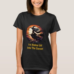 Camiseta Bruja montando Escoba en ilustración de arte de pu