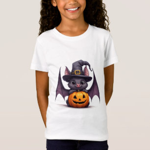 Camiseta Bruja Murciélago Lindo y Calabaza Diversión de Hal