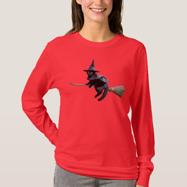 Camiseta Bruja negra de gato (Anverso)